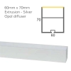 60mm x 70mm Aluminium Extrusion for LED Strip - Silver