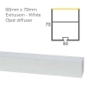 60mm x 70mm Aluminium Extrusion for LED Strip - White
