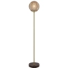 Telbix Lighting Elwick Floor Lamp Amber Glass with Brown Marble Base