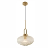 Lode Lighting Cape 1 Light Pendant - Satin Brass - Ribbed Glass - full
