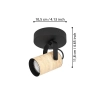 Eglo Lighting Cayuca Black / Light Wood Spotlights - 1 Light Spot 900436N - dimensions
