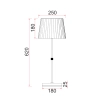 CLA Lighting Crecer Table Lamp - White and Brass highlights - Pleated white shade - Dimensions