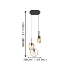 Eglo Lighting Ipsden 3LT Pendant Dimensions