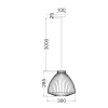 CLA Manu  1 Light Cage / Wire Pendant - Black & White - Dimensions