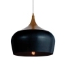 Telbix Polk PE30 Black/Timber Pendant Lights 300mm