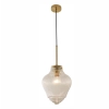 Lode Lighting Ridge 1 Light Satin Brass Pendant - Ribbed Glass - full