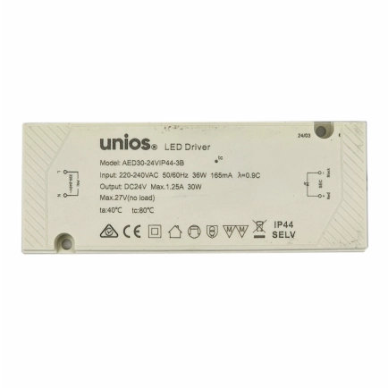 Unios 24VDC 30watt Constant Voltage IP44 Driver