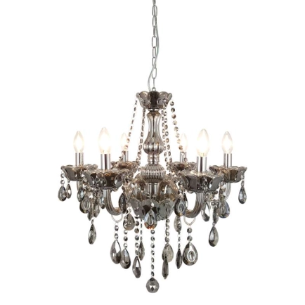 Allegra 6 Light Crystal Pendant Smoke