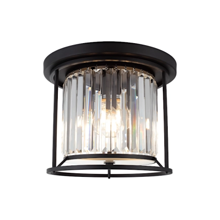 Cougar Lighting - Amelia 3 Light Close To Ceiling - Black / Crystal
