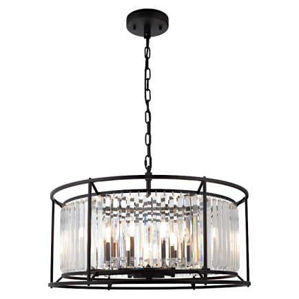 Cougar Lighting - Amelia 8 Light Pendant Light Black / Crystal
