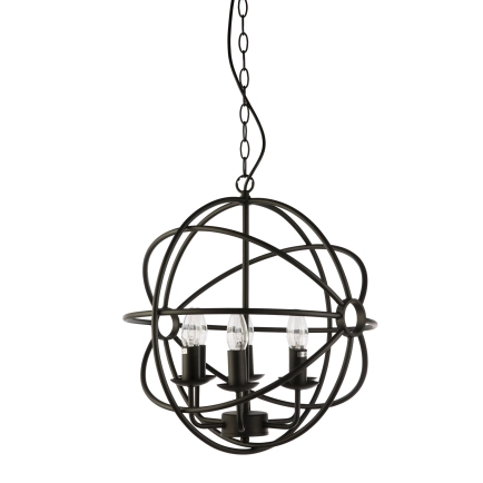 Fiorentino Lighting Cantina 450mm 6LT Black Iron Ball Pendant
