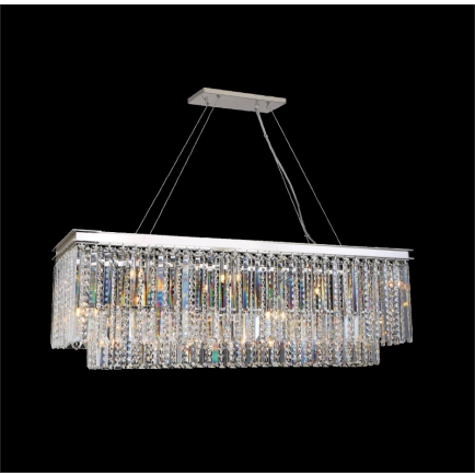 Ailia Imports - Carousel 105cm Rectangular Chrome Chrystal Pendant Light