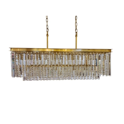 Ailia Imports Carousel Rectangular Crystal Pendant - Aged Gold