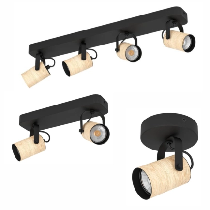 Eglo Lighting Cayuca Black / Light Wood Spotlights - Group