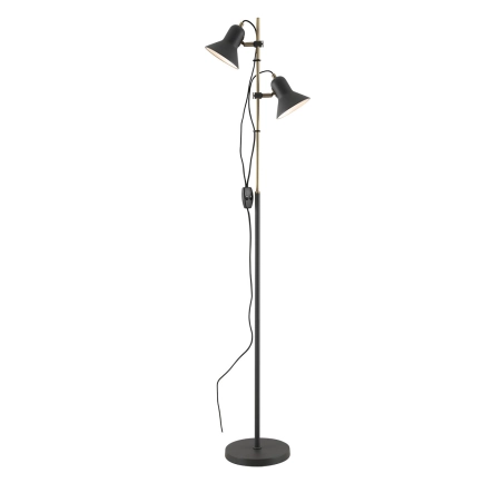 Telbix Corelli 2 Light Floorlamp Black / Antique Brass