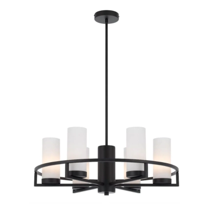 Telbix Eamon 6 Light Black / Opal Pendant Light 