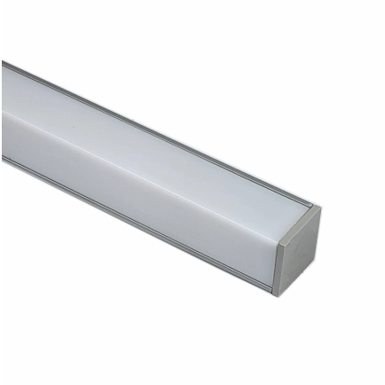 EXT-005 Corner Mounted Aluminium Extrusion - Silver with Opal diffuser