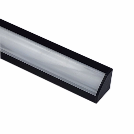 EXT007 Corner Aluminium Extrusion - Black with Frosted Diffuser