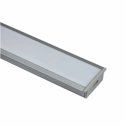 EXT-013 Wide recessed Aluminium Extrusion - Silver with Opal diffuser