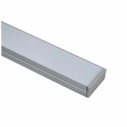 EXT-014 Wide recessed Aluminium Extrusion - Silver with Opal diffuser