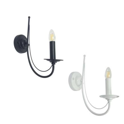 Ailia Imports Fairstead 1 Light Wall Light, Black or White