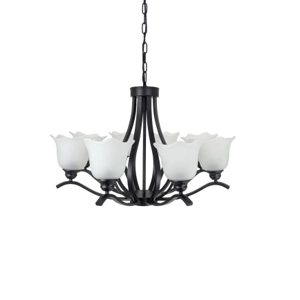 Ailia Imports Kingston 8 light Matt black pendant light