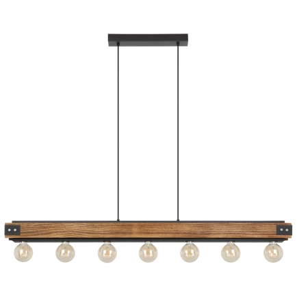 Eglo Layham 7 Light Timber and Black pendant light 205157