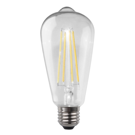 Telbix Lighting ST64 Pear 8W E27 3000K Clear Dimmable Globe