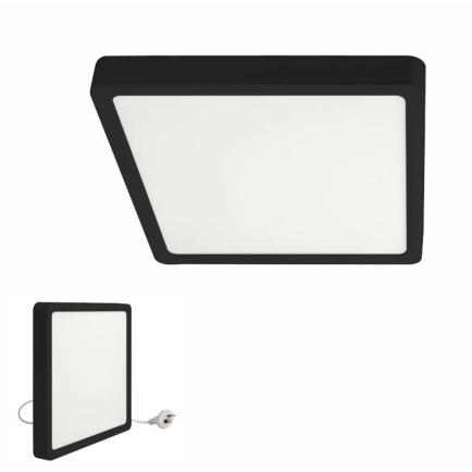 Telbix Lunos Square Black LED Oyster Lights - 3 sizes