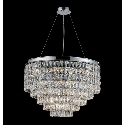 Ailia Imports Madeline 760mm Chrome Crystal pendant light.