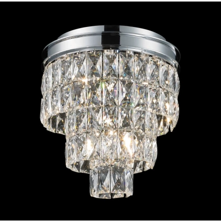 Ailia Imports Madeline 300mm Chrome Crystal Close to ceiling fitting.