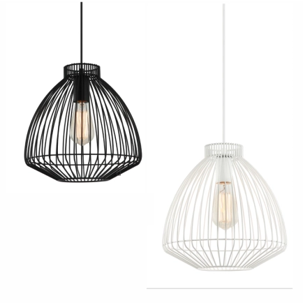 CLA Manu  1 Light Cage / Wire Pendant - Black & White