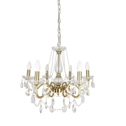 Ailia Imports - Maryland 6lt Antique Brass chandelier.
