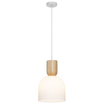 Mercator MacKenzie Ribbed Opal Glass pendant light MPLS516