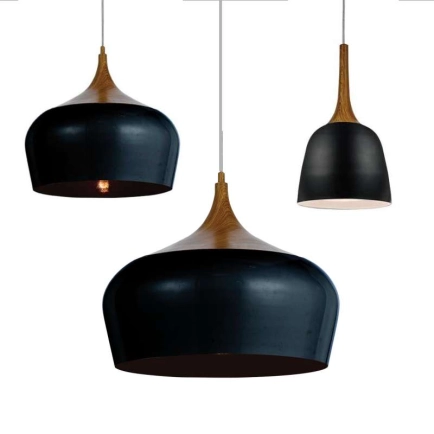 Telbix Polk Black/Timber Pendant Lights
