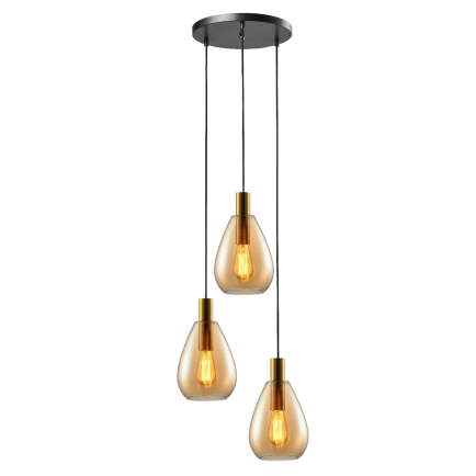 Ailia Imports Premier 3LT Cord Drop Pendant Amber