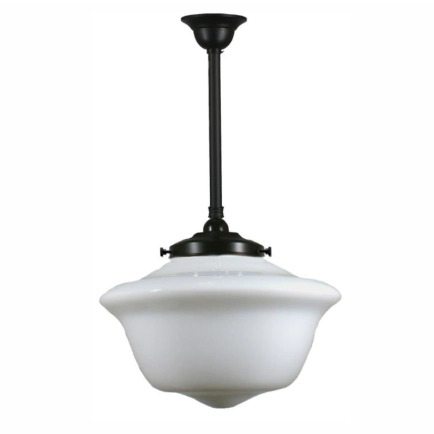 Lode Victorian schoolhouse 16inch Opal glass on Patina Rod set