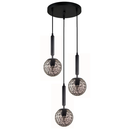 CLA Trattino2 3 Light Cord Drop Pendant Light - Smoke Glass