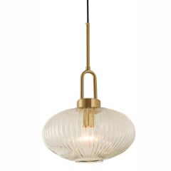 Lode Lighting Cape 1 Light Pendant - Satin Brass - Ribbed Glass
