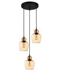 CLA Lighting Champan 3lt Cord drop pendant -  Amber Glass 