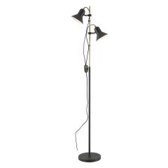 Telbix Corelli 2 Light Floorlamp Black / Antique Brass