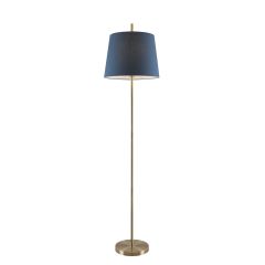 Telbix Dior Floor Lamp - Blue Shade - Antique Brass