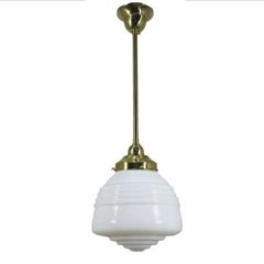 Lode Lighting Domec 1 Light Brass / Opal matt Pendant Light