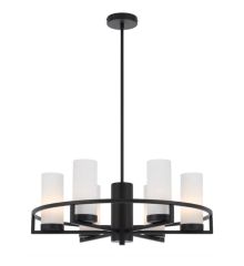 Telbix Eamon 6 Light Black / Opal Pendant Light