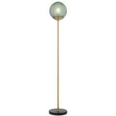 Telbix Lighting Elwick Floor Lamp Green Glass with Green Marble Base