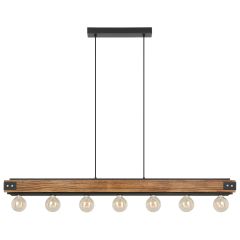 Eglo Layham 7 Light Timber and Black pendant light 205157