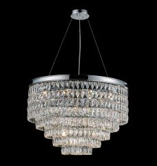 Ailia Imports Madeline 760mm Chrome Crystal pendant light.