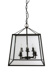 Marka 8 Light Black & Glass Lantern Pendant