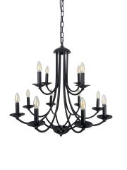 Ailia Imports - Oakford 12 Light matt black pendant light