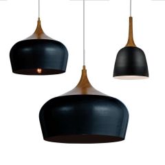 Telbix Polk Black/Timber Pendant Lights